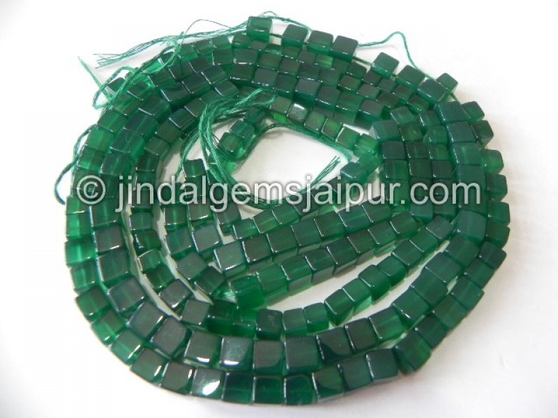 Green Onyx Plain Cube Shape Beads